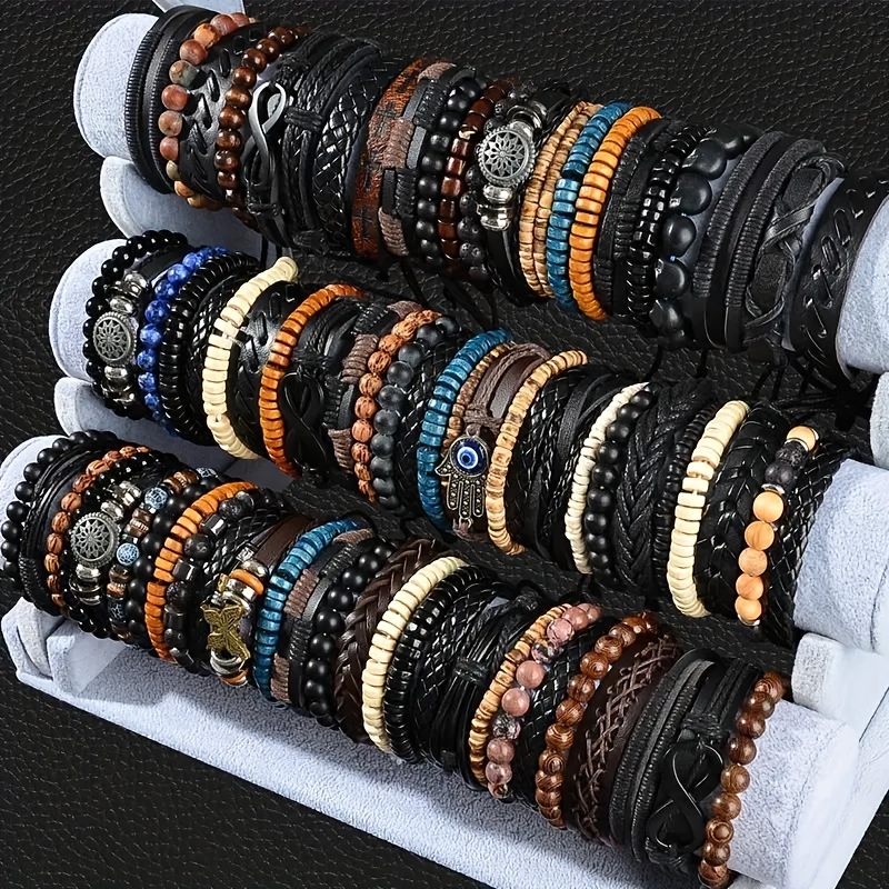 16pcs Random Men's Bangle Bracelet Set, Gift for Him